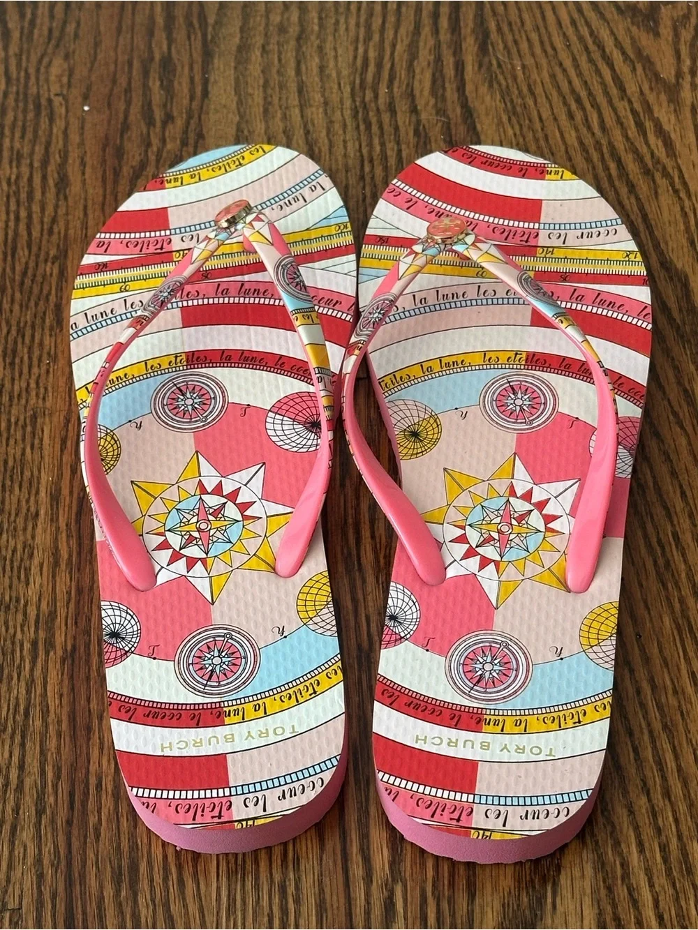 Tory Burch Pink Multi-Pattern Flip Flops